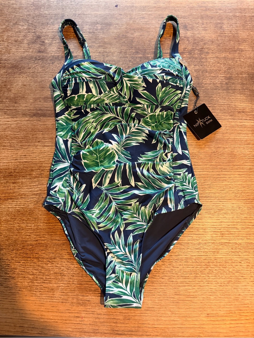 Nip Tuck Navy & Green Palm-Print One-Piece Swimsuit